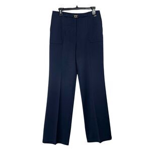 St. John high rise belted designer pants‎ Size 8 navy blue